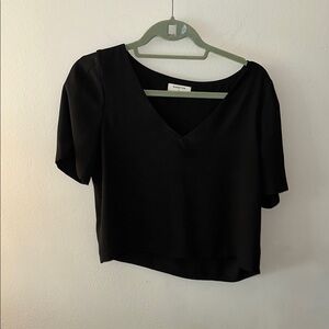 Babaton Black Crop Relaxed Short Sleeve Tee